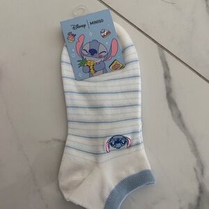 Disney Stitch Crew Socks - White with Light Blue Accents